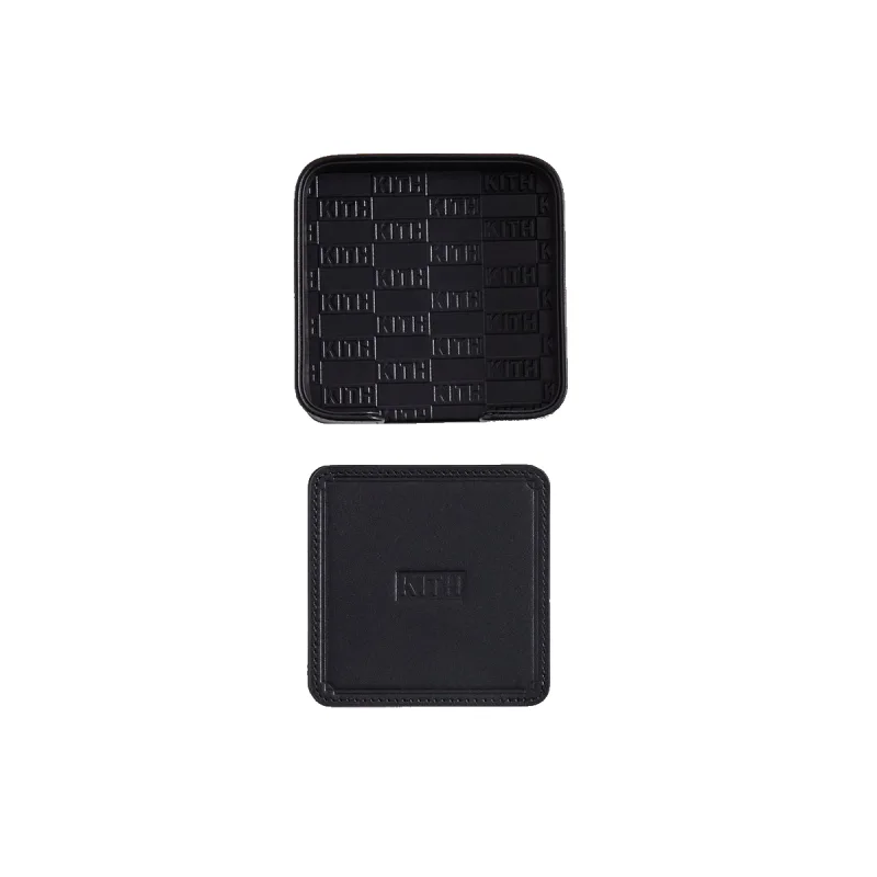 Kith Monogram Leather Coasters Black