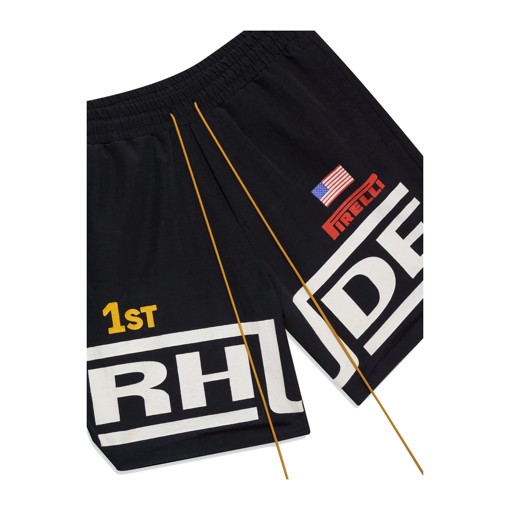 Rhude x Pirelli Champions Logo Shorts Black / White