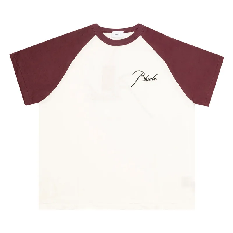 Rhude Logo-Embroidered Cotton T-Shirt 'Bordeaux/White'