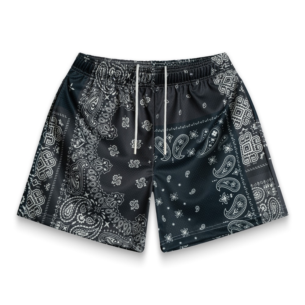 Bravest Studios Patchwork Paisley Shorts Black
