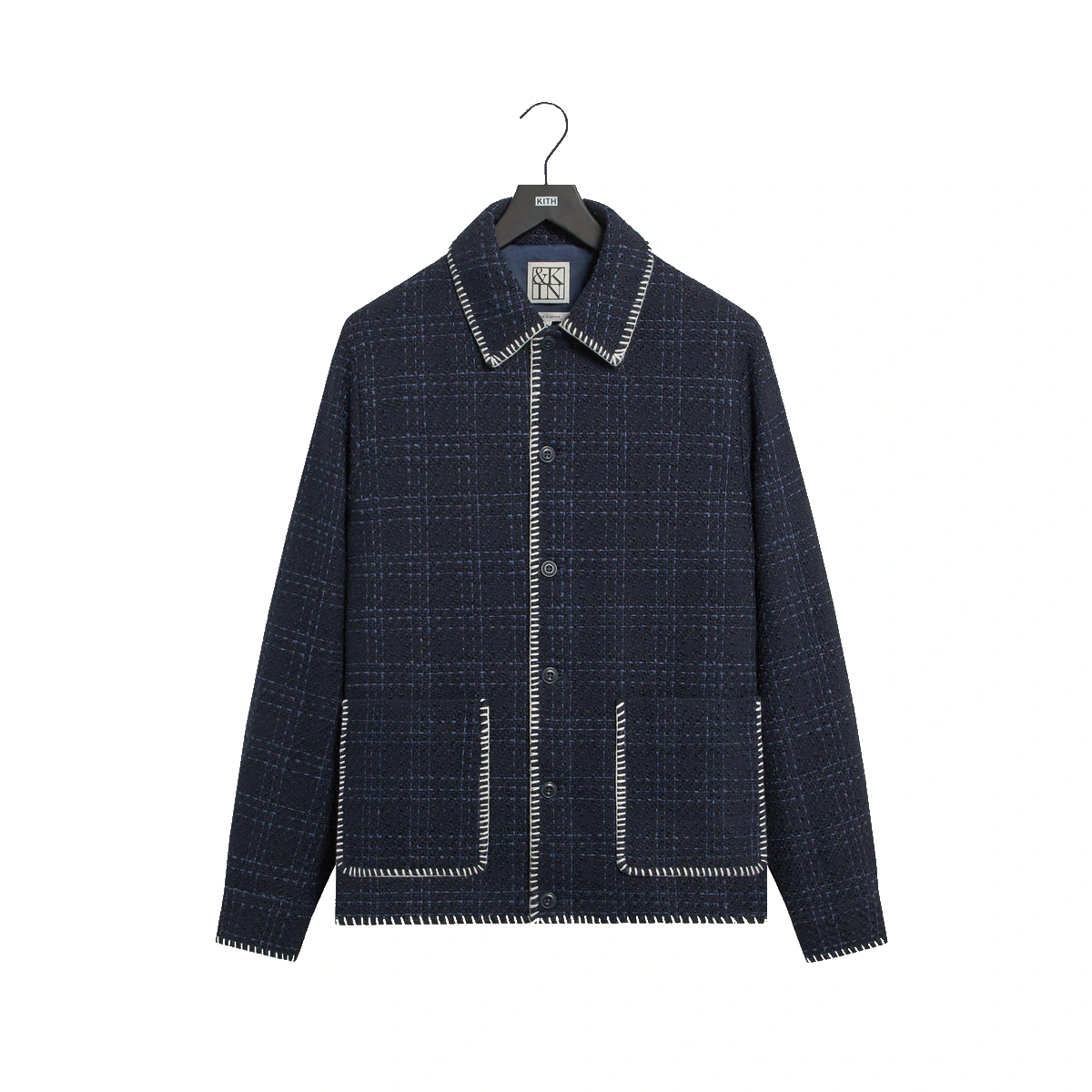 &Kin Tweed Boxy Collared Overshirt Nocturnal