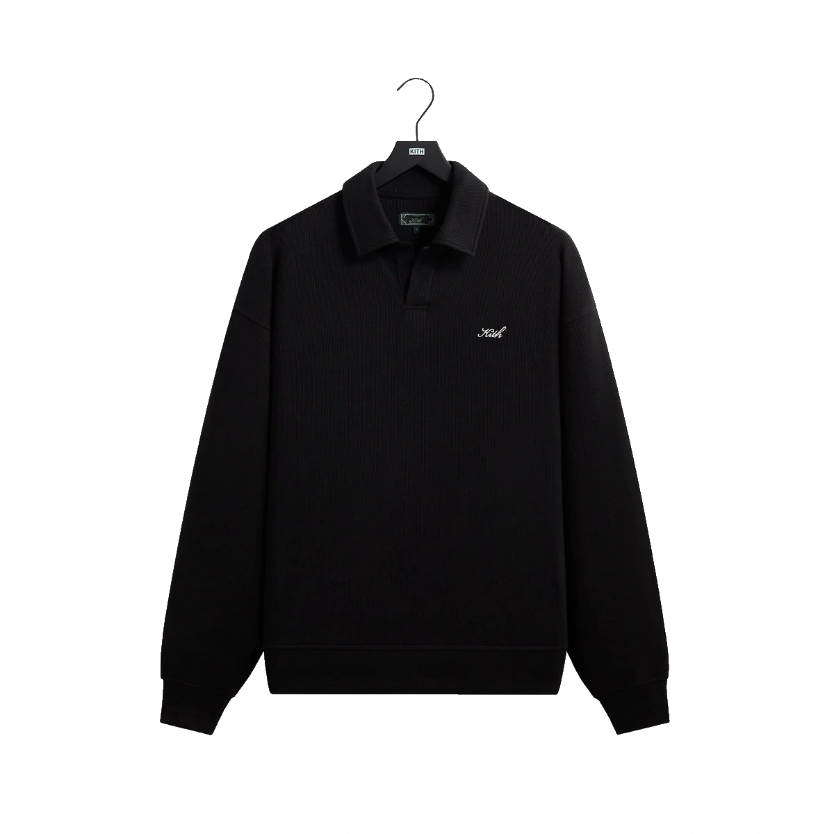 Kith Micro Waffle Nelson Rugby Pullover Black