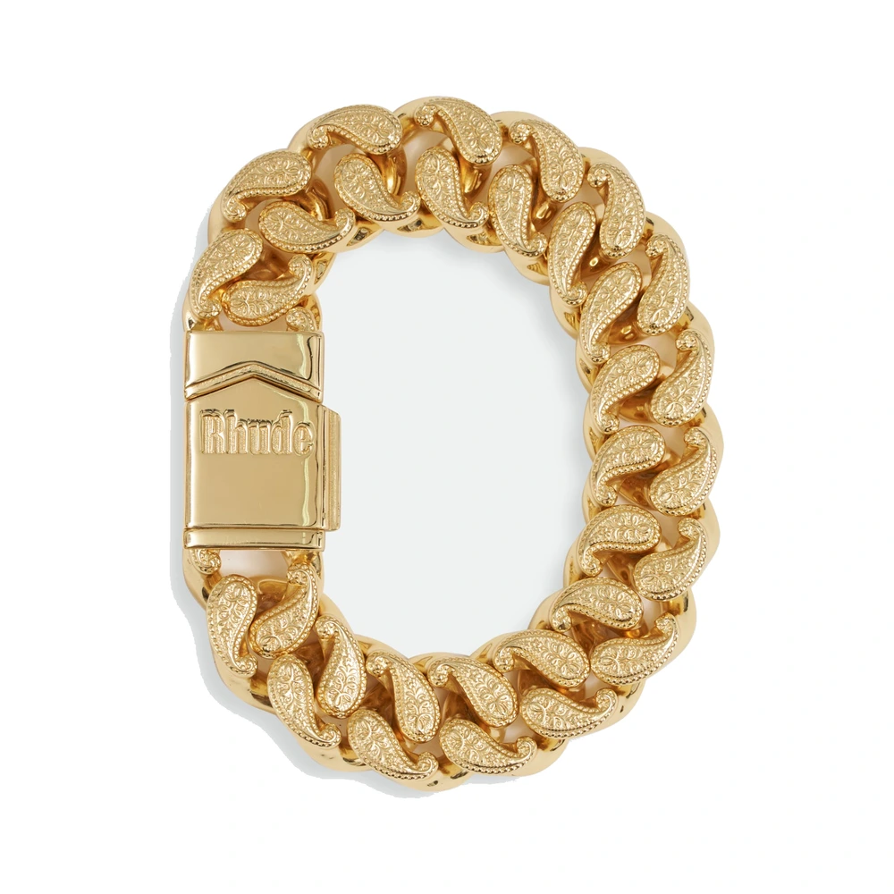 Rhude Paisley Cuban Link Bracelet .925 W/ 18Kt Vermeil