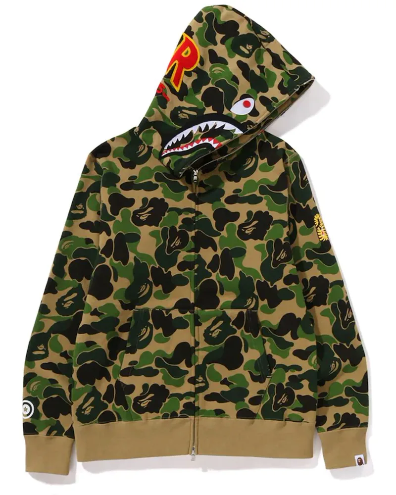 BAPE ABC Camo Shark PONR Full Zip Hoodie Green