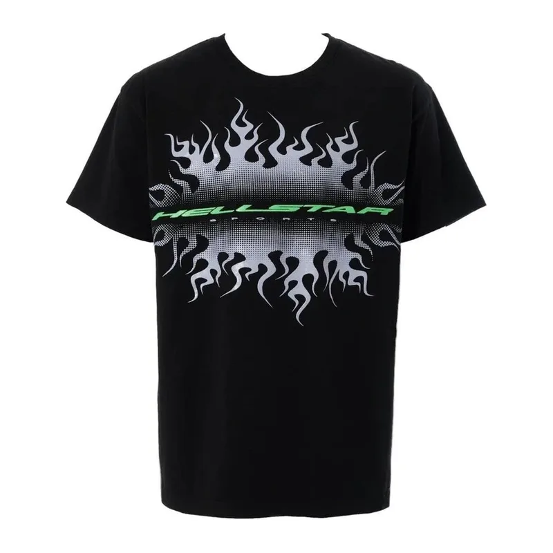 Hellstar Gradient Flame Sports Logo T-Shirt Black