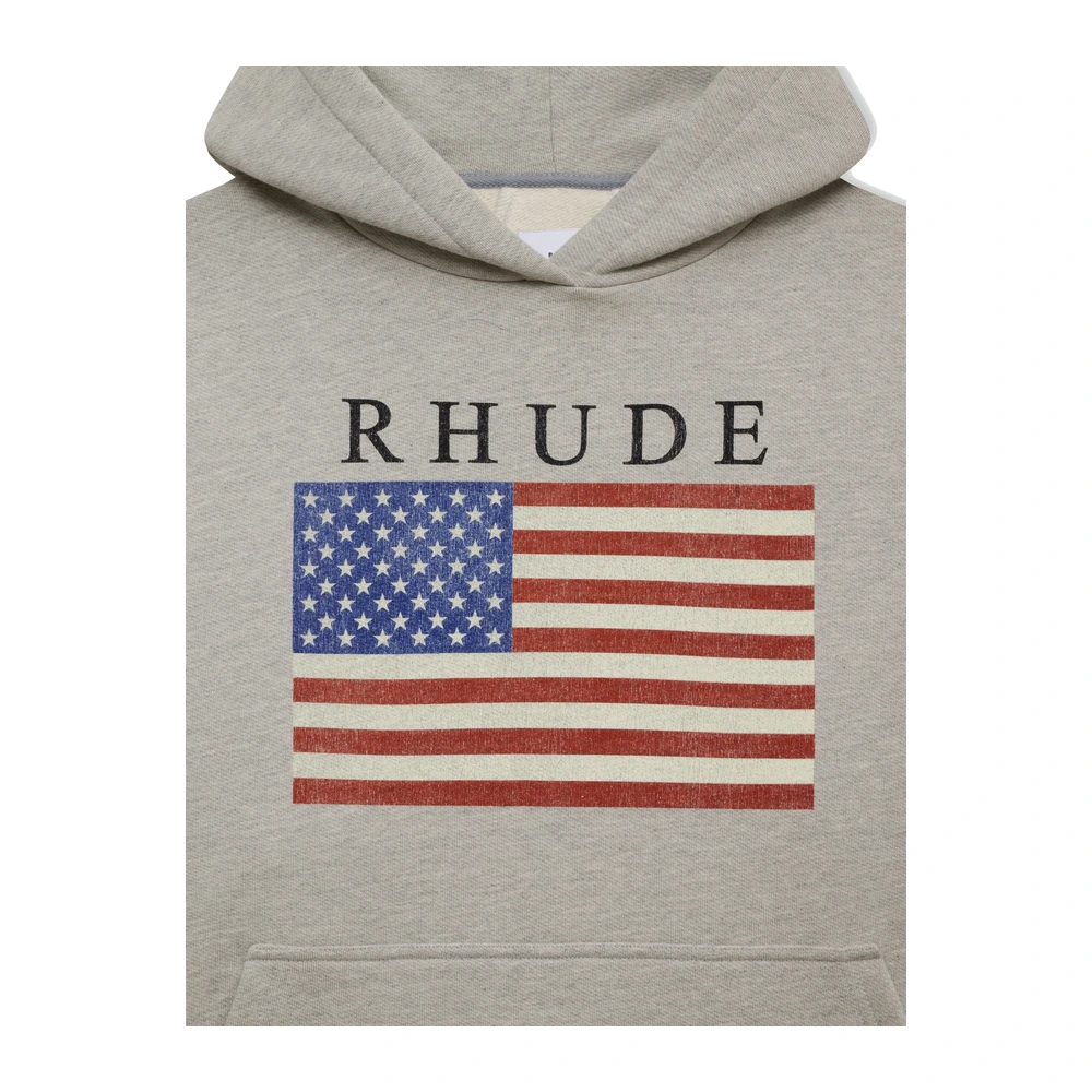 Rhude Usa Flag Hoodie Heather Grey / Black