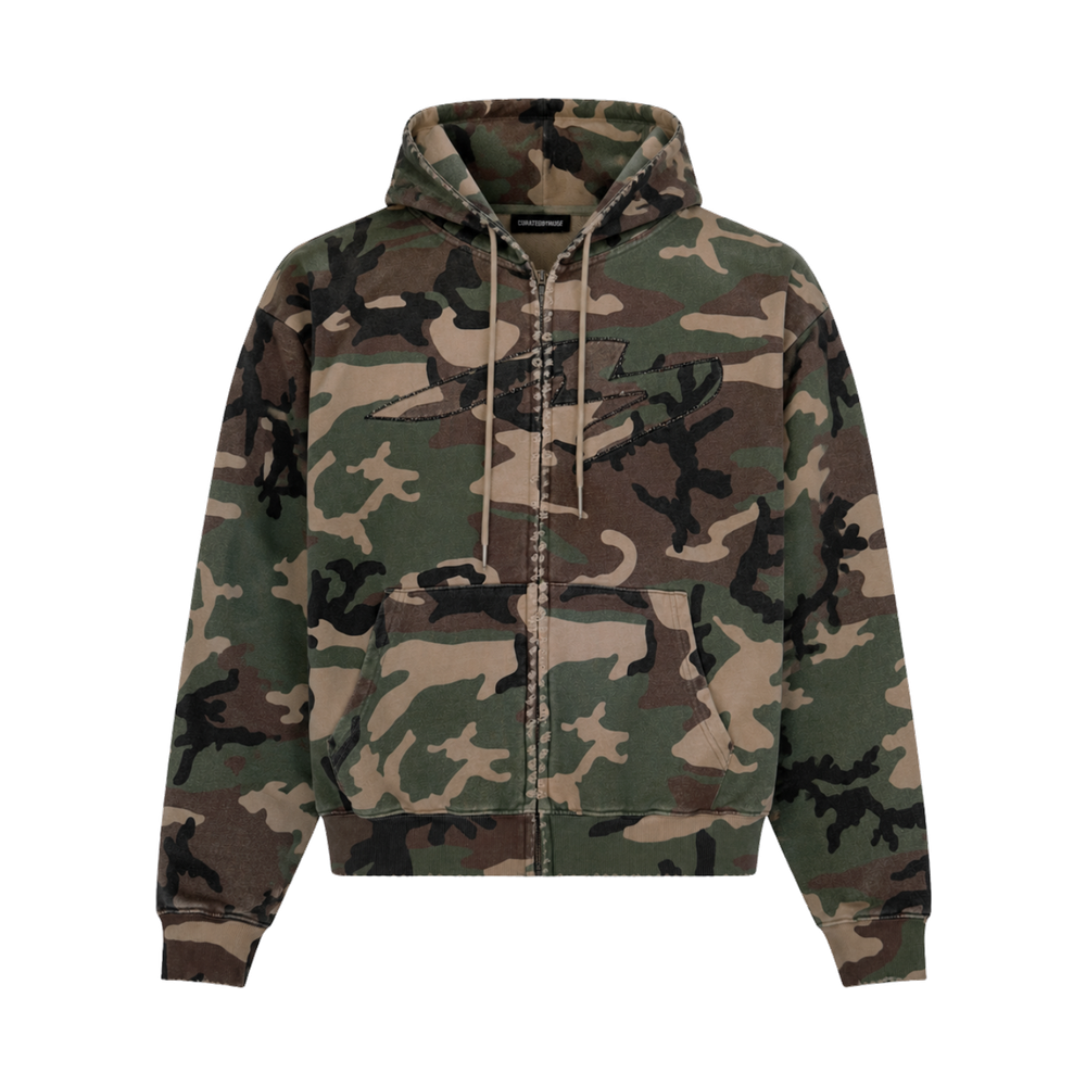 CBM French Terry Zip Up Hoodie Woodland Camo