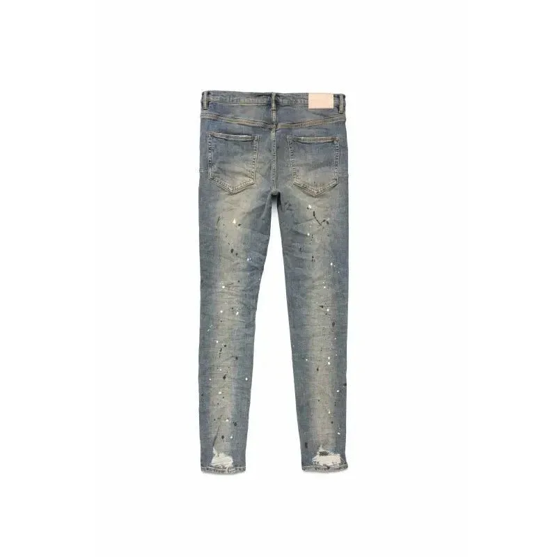 Purple Brand P002 Destroy Paint Jeans Mid Indigo