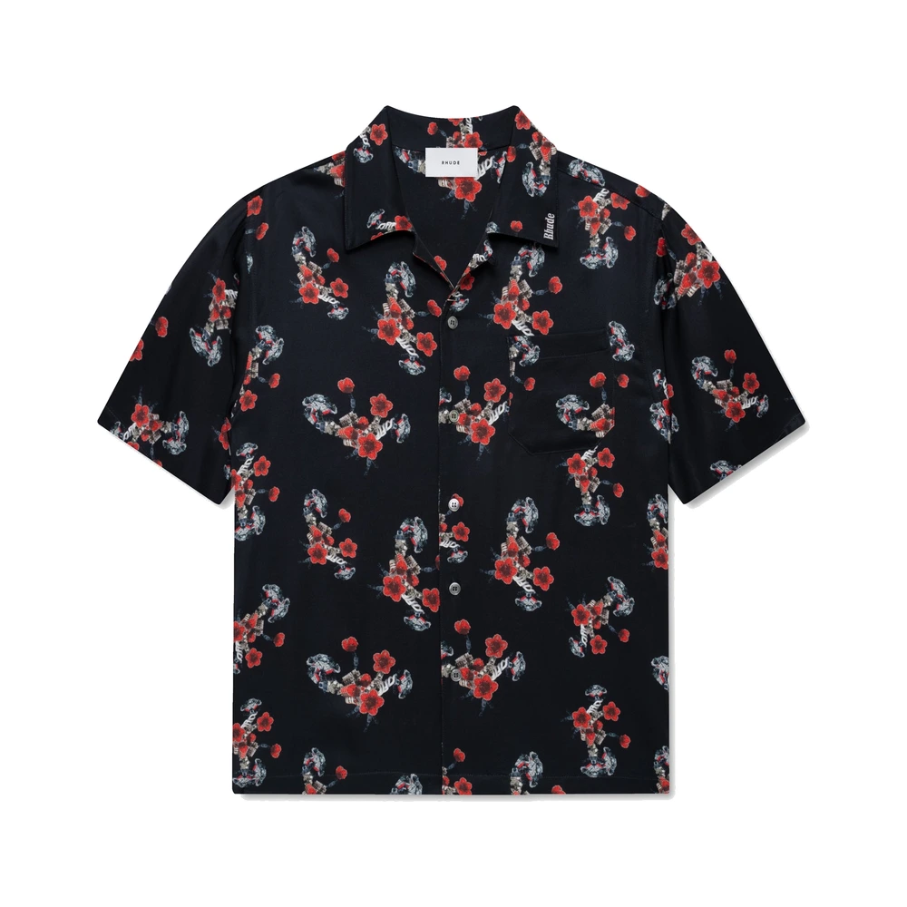 Rhude Turbo Floral Button-Up Shirt Black / Red / Multi