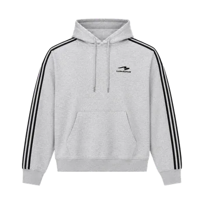 CBM French Terry Striped Hoodie Sports Grey