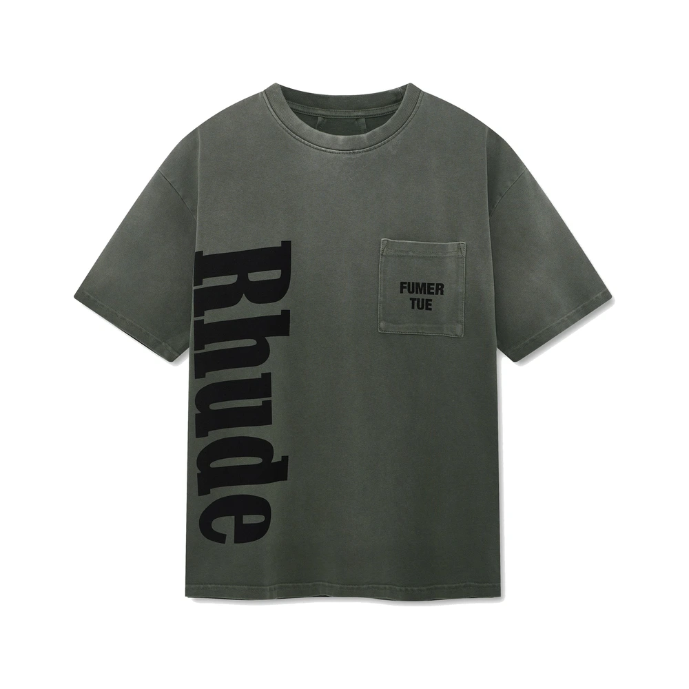 Rhude Logo Pocket Tee Washed Olive / Black