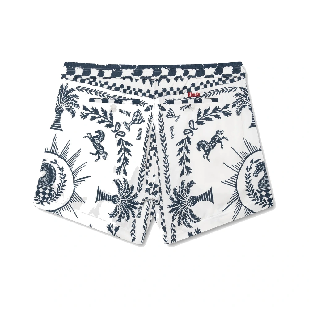 Rhude Regista Tile PJ Shorts Navy / White