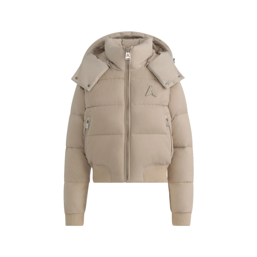 Alpenhaus Pariset Cropped Puffer Bomber Jacket With Detachable Sleeves Stone