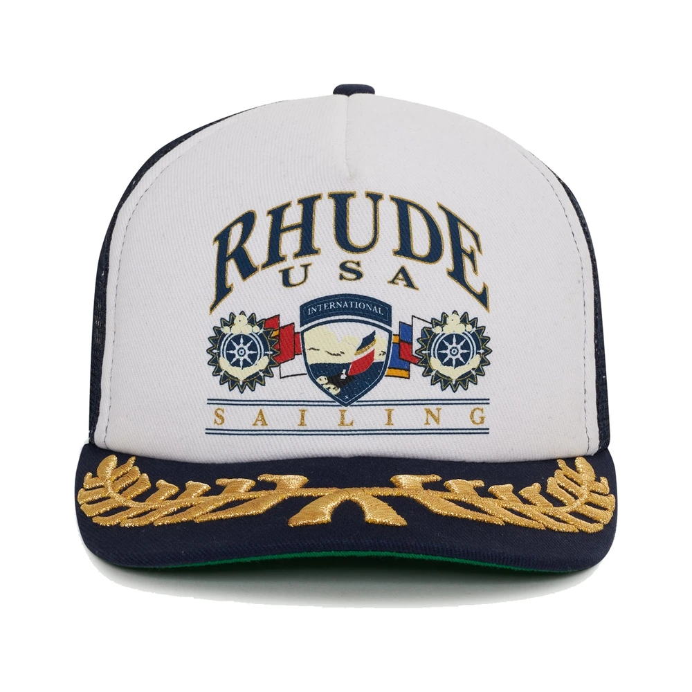 Rhude Usa Sailing Icon Trucker Hat Navy / White