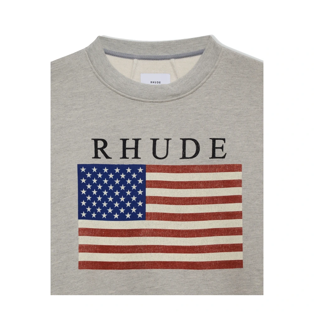 Rhude Usa Flag Crewneck Heather Grey