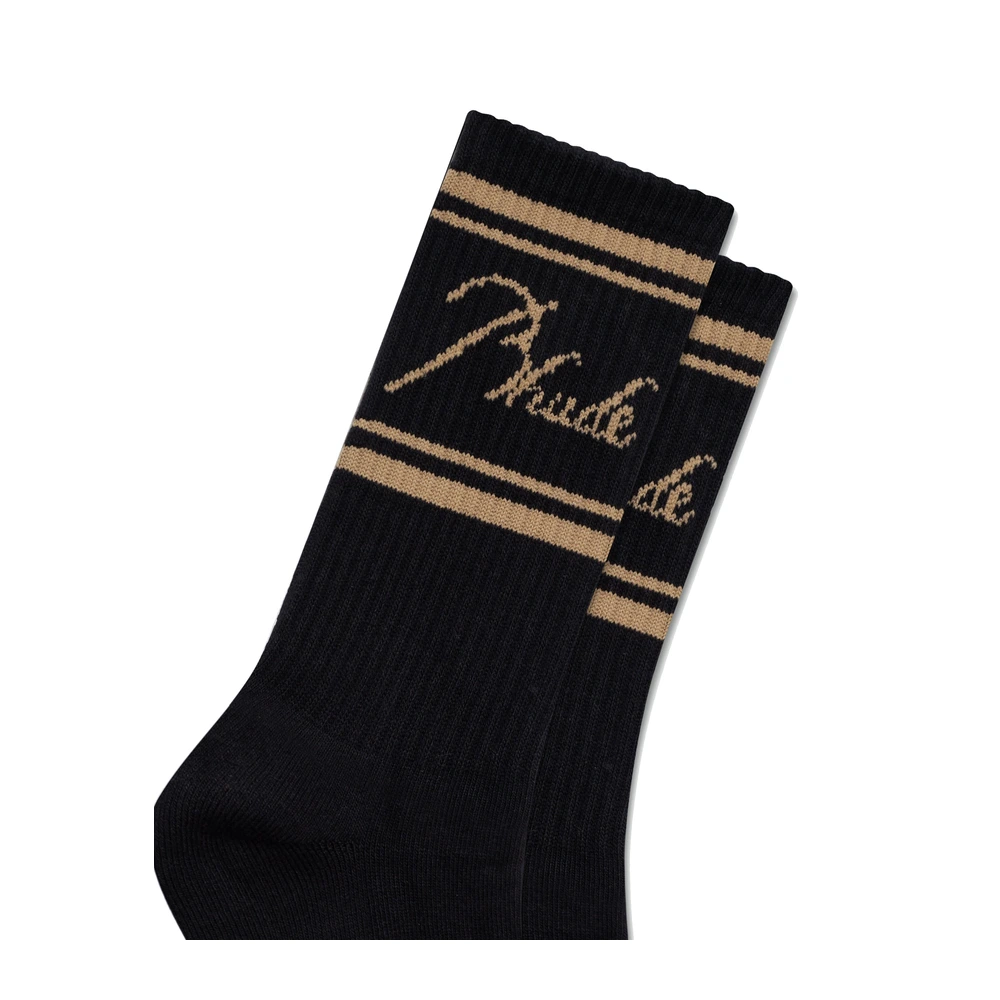 Rhude Script Logo Sock Black / Gold
