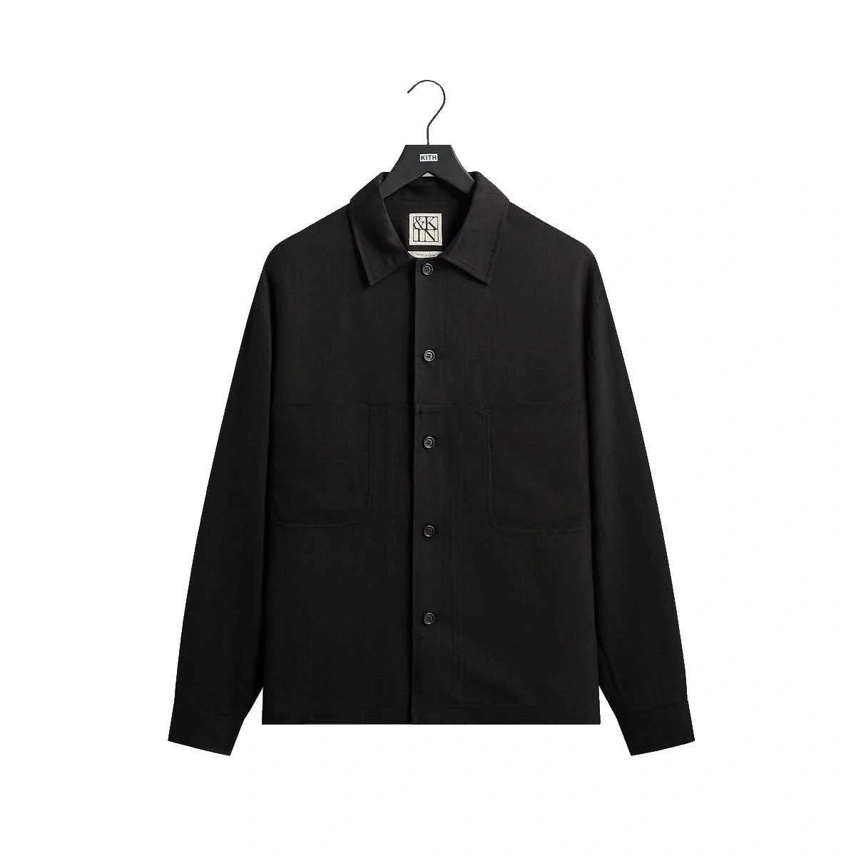 &Kin Textured Viscose Ace Buttondown Black