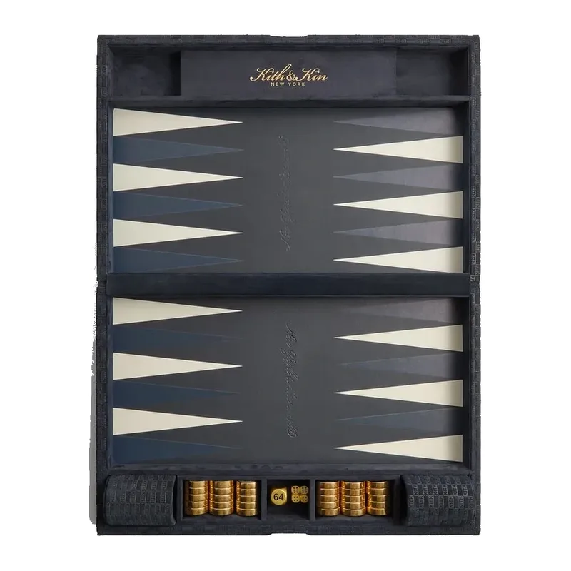 Kith Monogram Debossed Suede Backgammon Set Ink