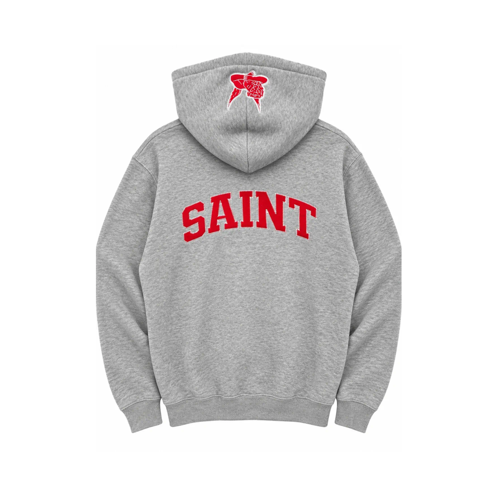 Saint Heavyweight Brushed Zip-Up Varsity Ash