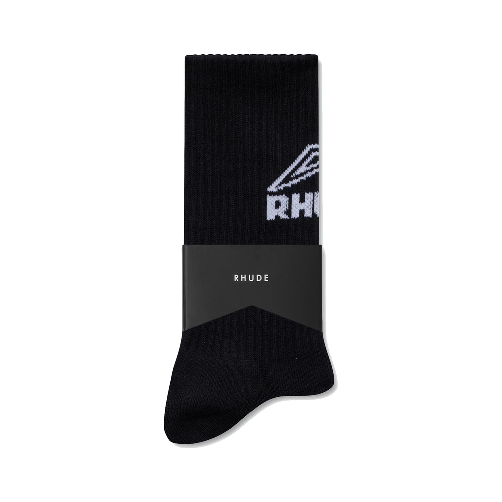Rhude Footy Logo Sock Black / White