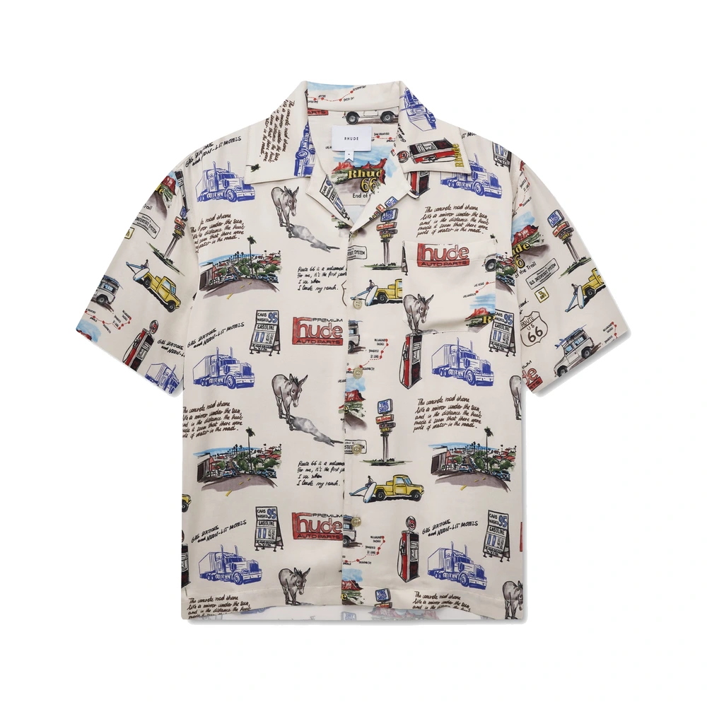 Rhude Highway One Button-Up Shirt White / Multi