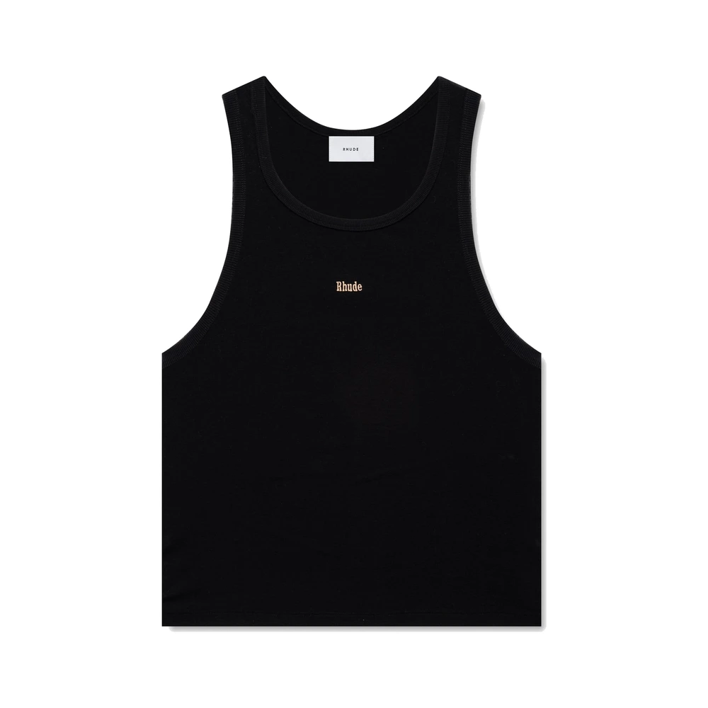 Rhude Logo Ribbed Tank Top Black (RHSS26TA01361-BLT)