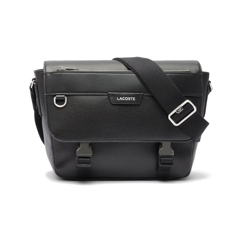 Lacoste-Ossian Flap Close Leather Satchel Noir