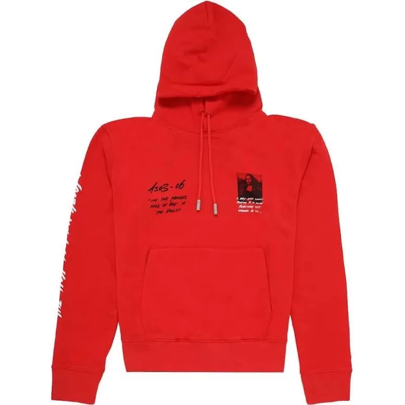 Off-White Monalisa Graphic Print Hoodie Red