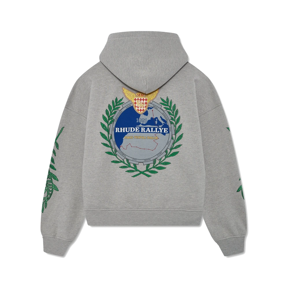 Rhude Tripoli Wreath Hoodie Heather Grey / Green / Blue