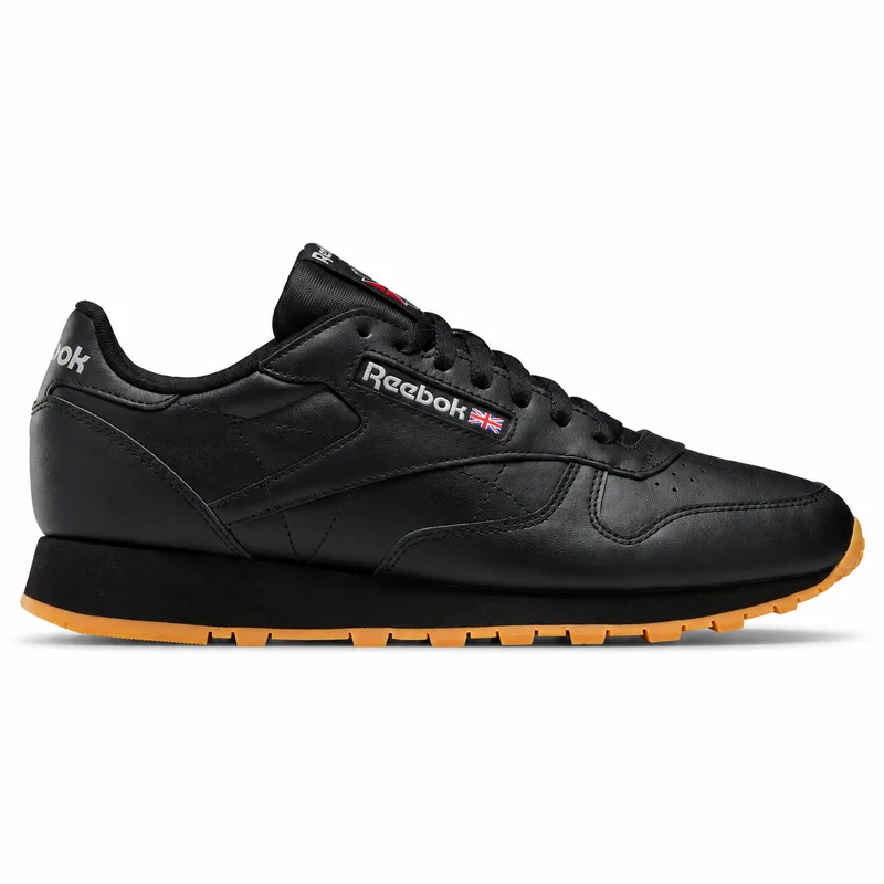 Reebok Classic Leather Black (Men's) — right-facing side profile on white