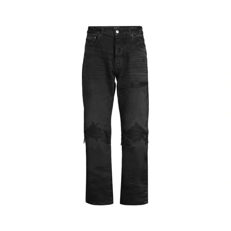 Amiri MX1 Straight-Leg Jeans Leather Black