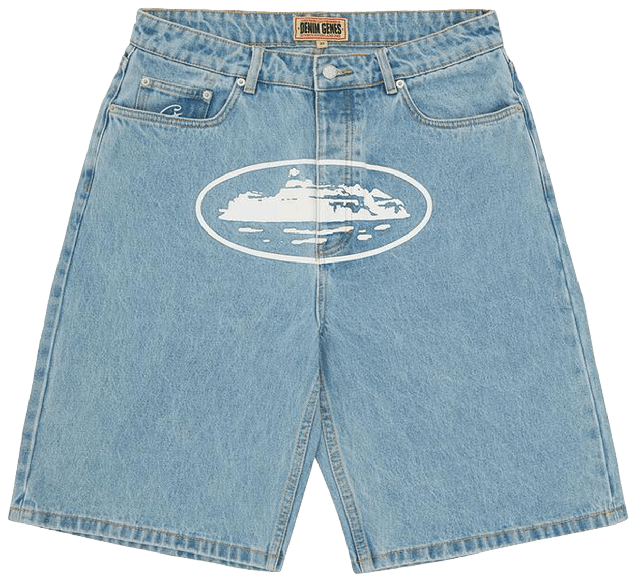 Corteiz Alcatraz Baggy Denim Shorts Stonewash