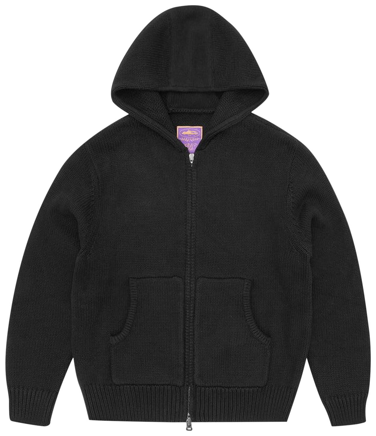 Corteiz Alcatraz Heavy Knit Zip Hoodie Black