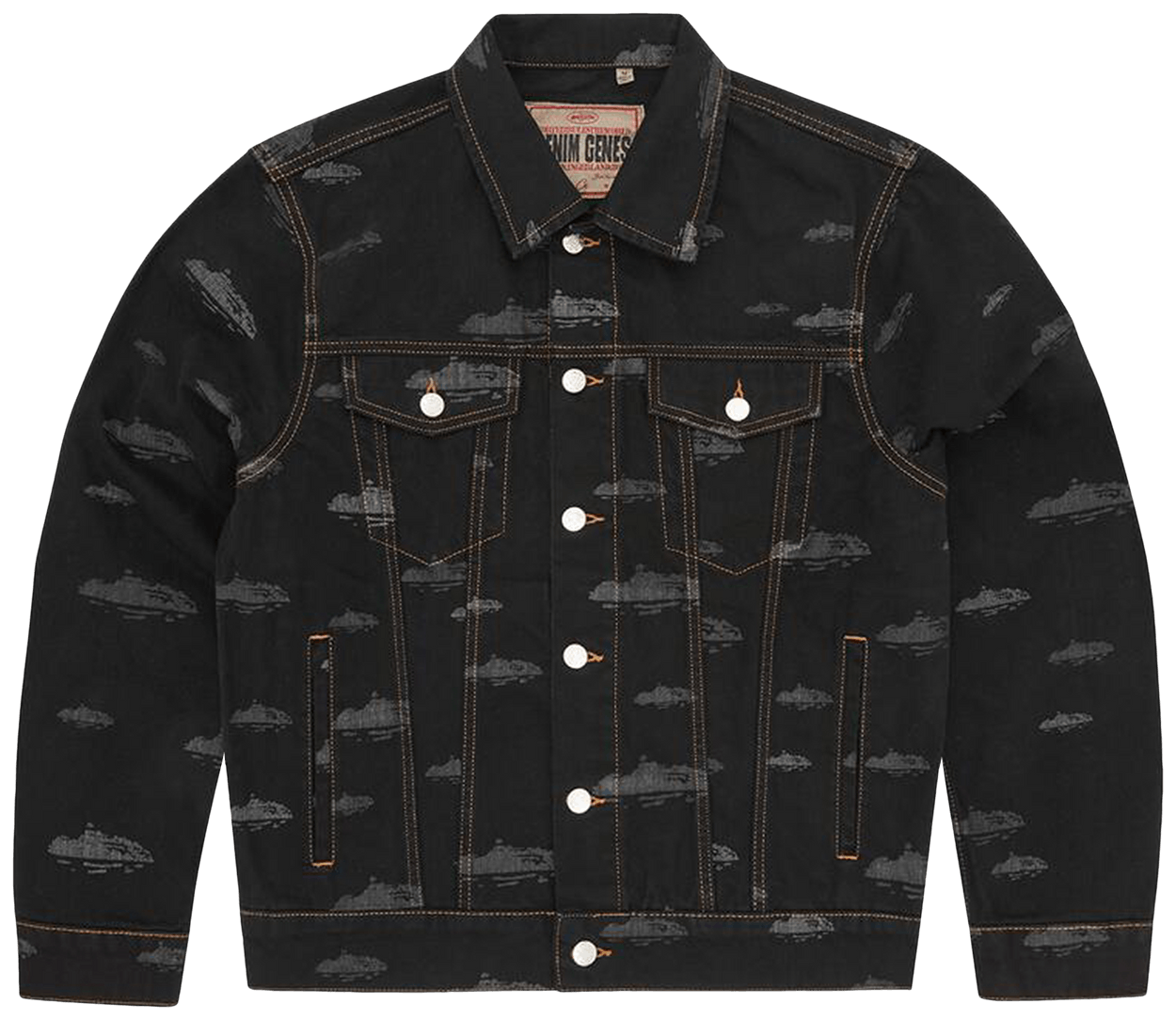 Corteiz Alcatraz Pattern Denim Jacket Black