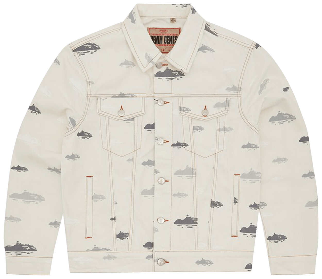 Corteiz Alcatraz Pattern Denim Jacket White