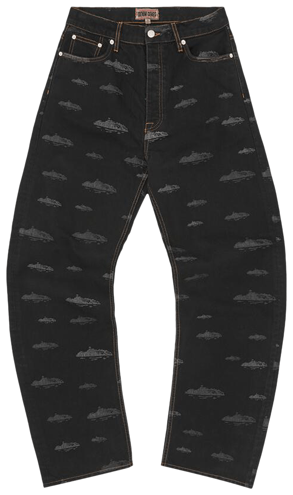 Corteiz Alcatraz Pattern Denim Jeans Black