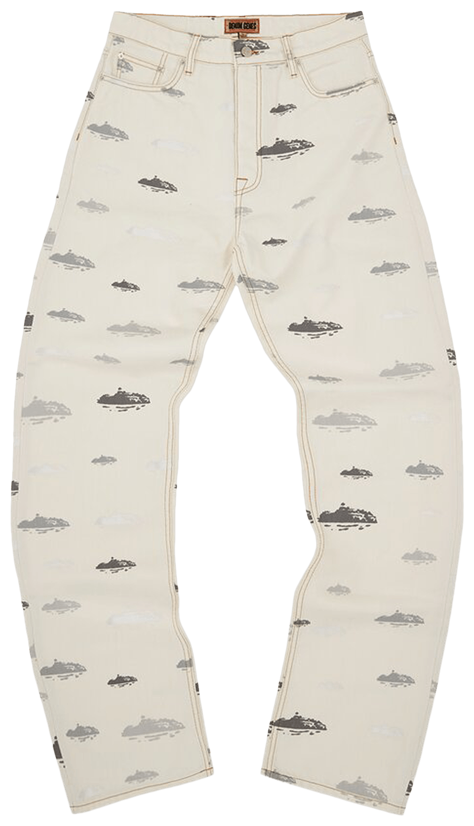 Corteiz Alcatraz Pattern Denim Jeans White