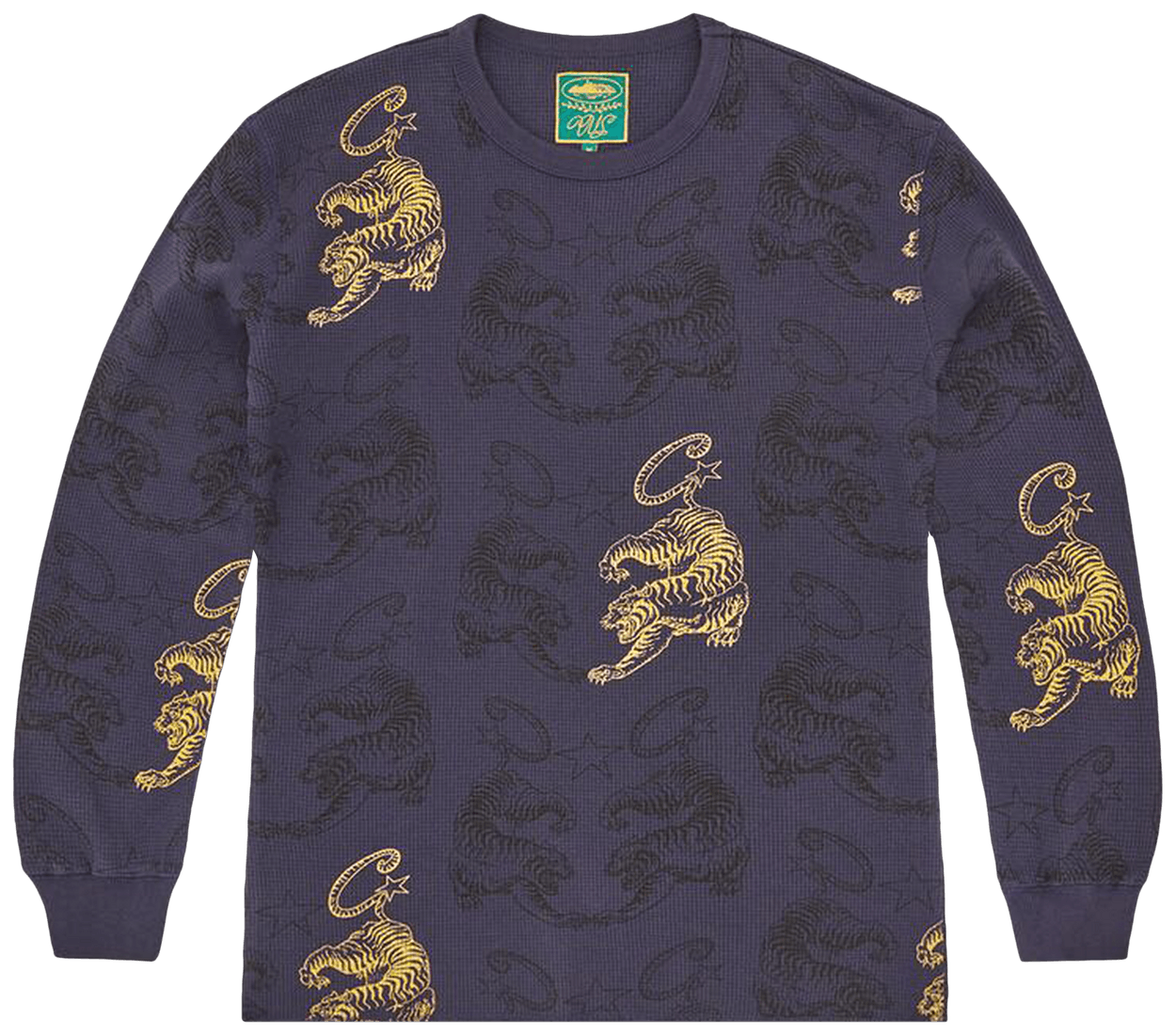 Corteiz Allover Tiger Waffle Long-Sleeve Navy