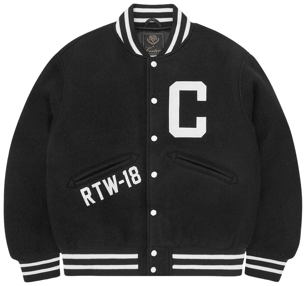 Corteiz Casentino Wool Varsity Jacket Black
