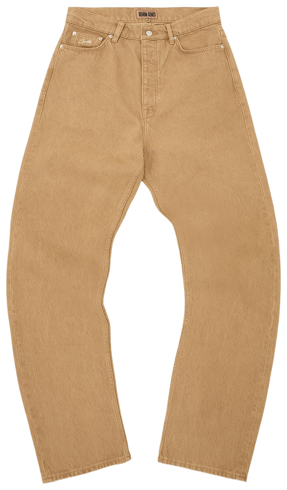 Corteiz Crest Chainstitch Baggy Jeans Tan