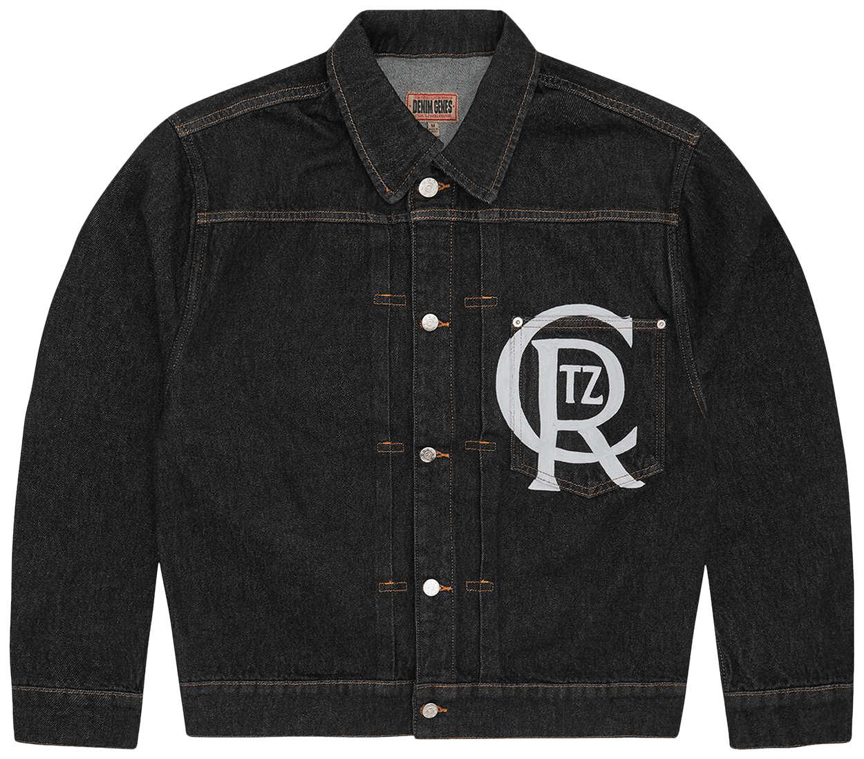 Corteiz Crest Chainstitch Denim Trucker Washed Black