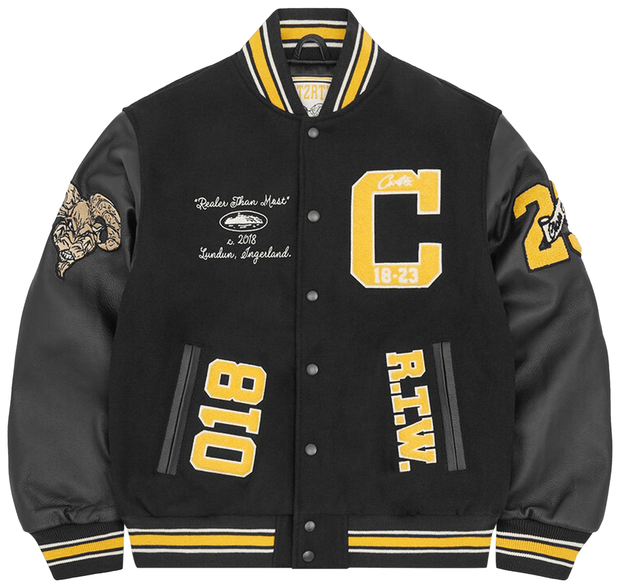 Corteiz CRTZ Goat Varsity Jacket Black