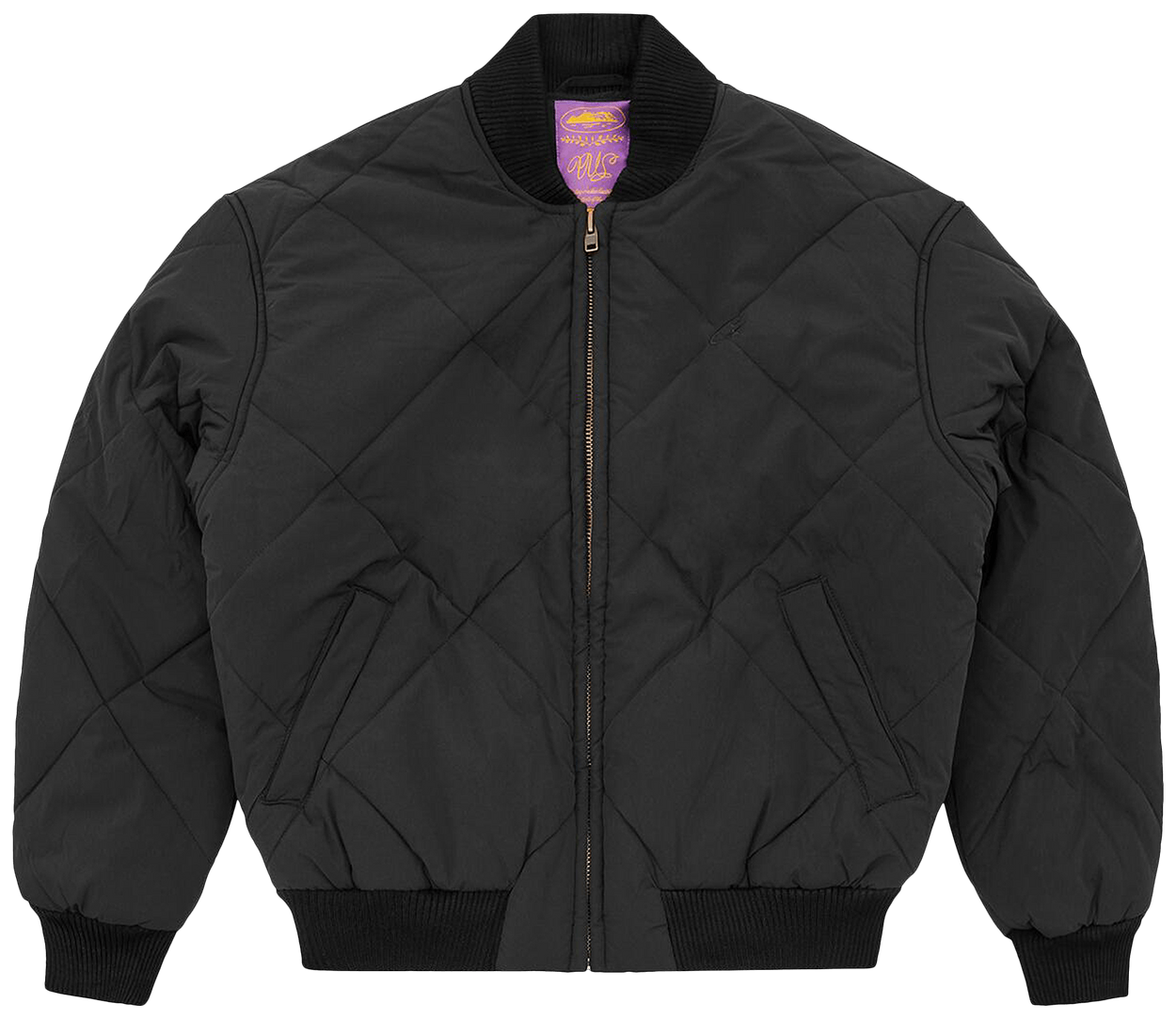Corteiz CRTZ Olde English Quilted Bomber Jacket Black