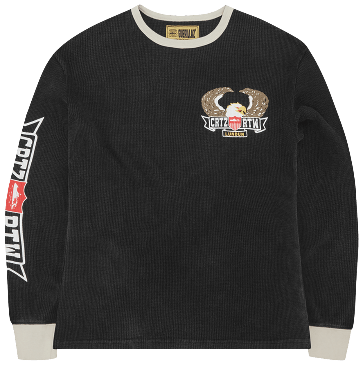 Corteiz Dipset Waffle Long-Sleeve Washed Black