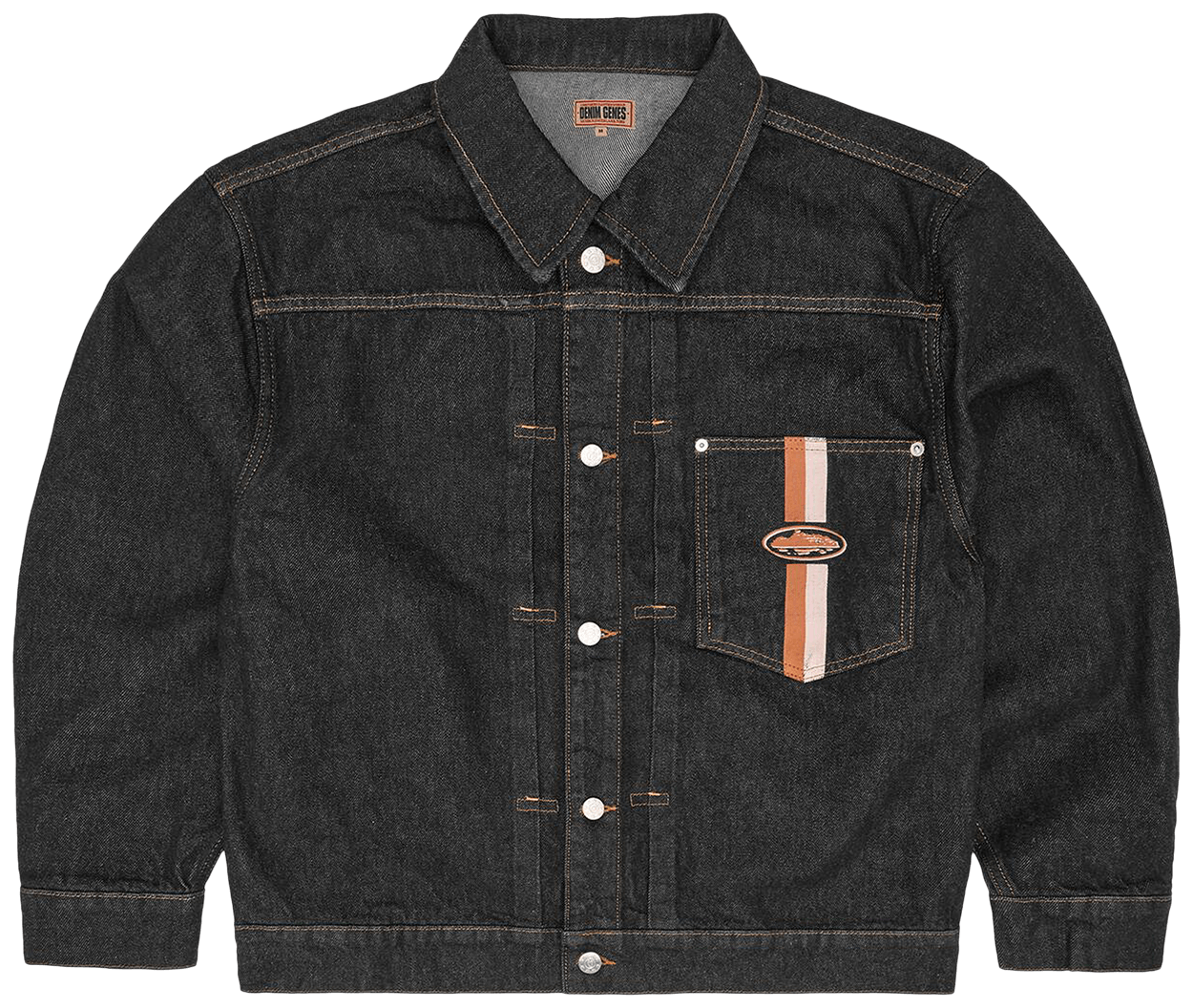 Corteiz Dual Stripe Denim Jacket Washed Black