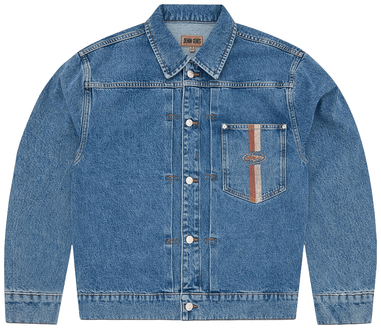 Corteiz Dual Stripe Denim Trucker Midwash