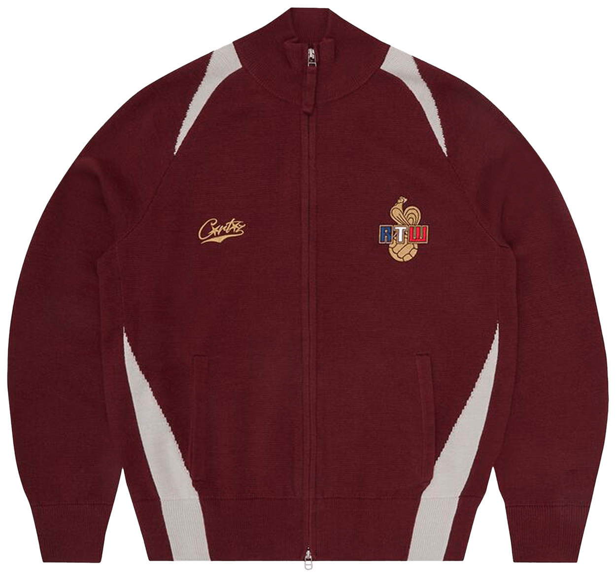 Corteiz Finesse Knit Zip Up Burgundy