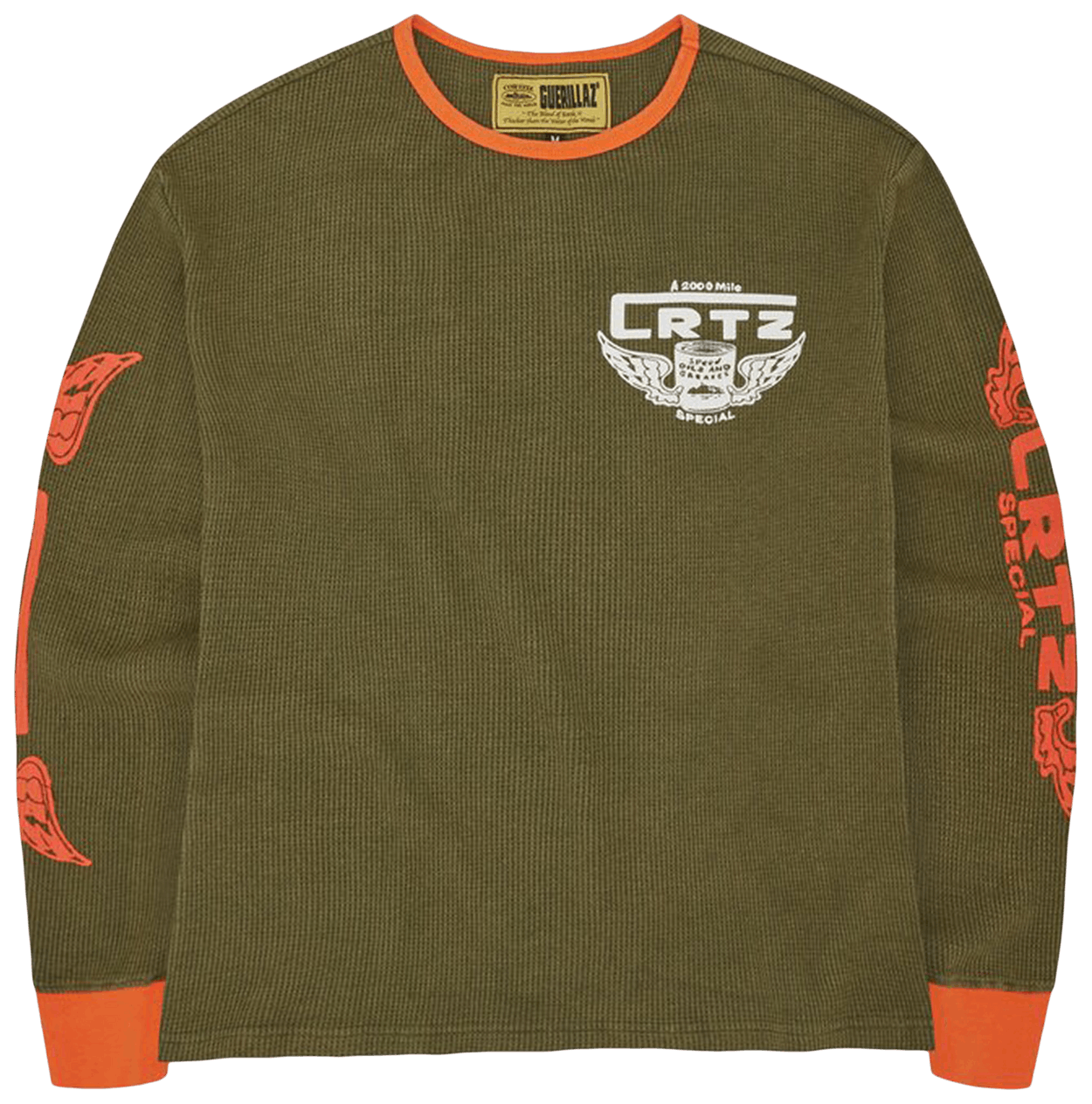 Corteiz Gasolina Waffle Long-Sleeve Khaki/Burnt Orange