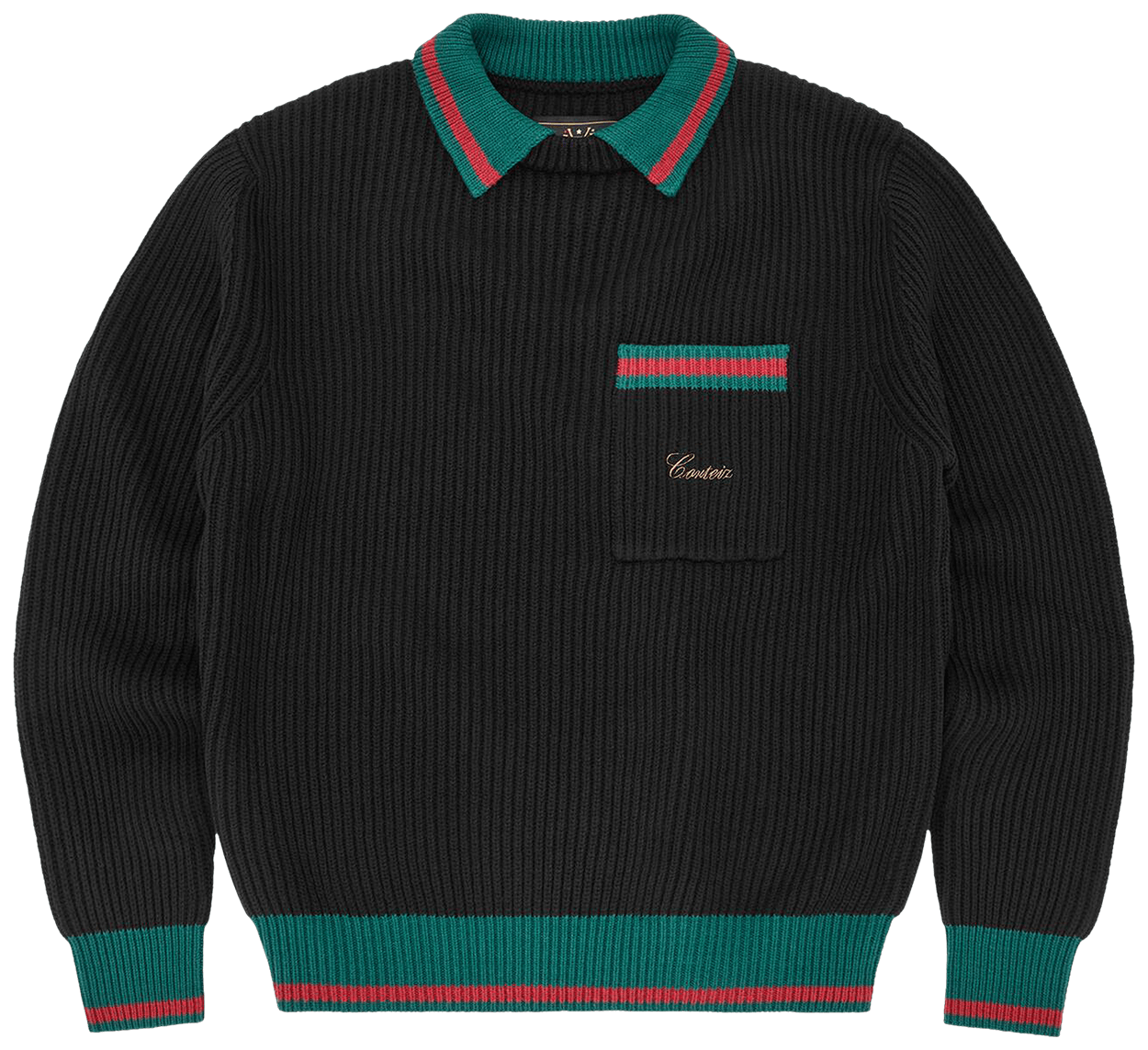 Corteiz Gianni Knit Polo Sweater Black