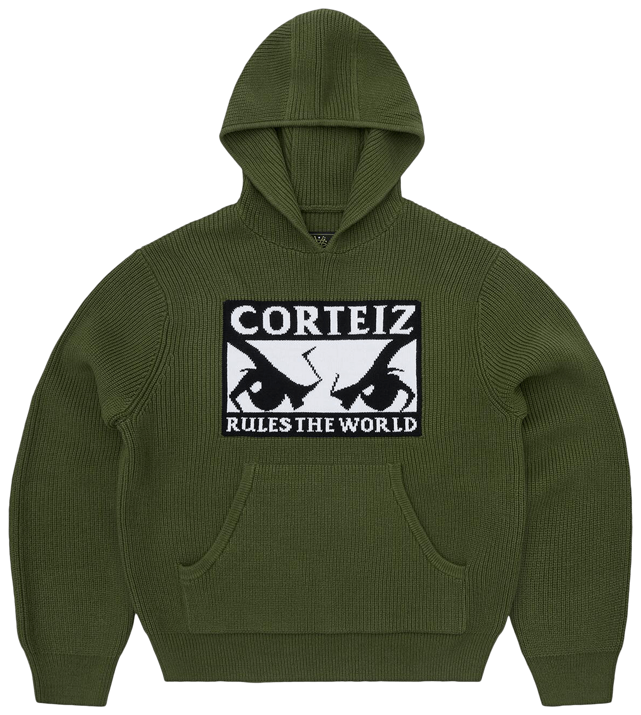 Corteiz Huey Knit Hoodie Olive